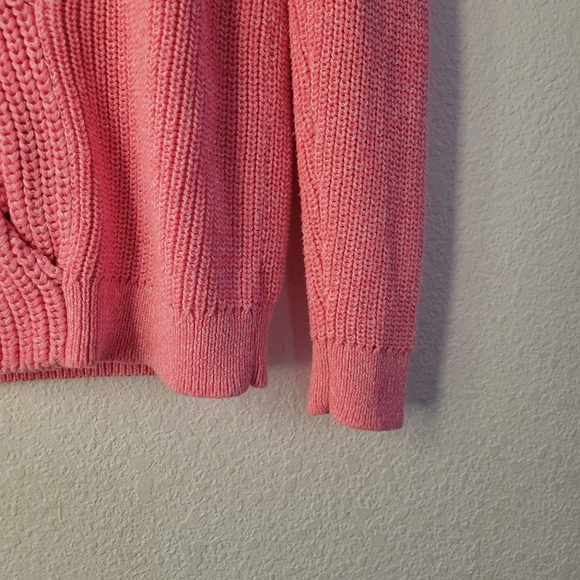 Talbots Marled Pink Twisted Cable Knit Crewneck Sweater Size Small - Picture 3 of 5